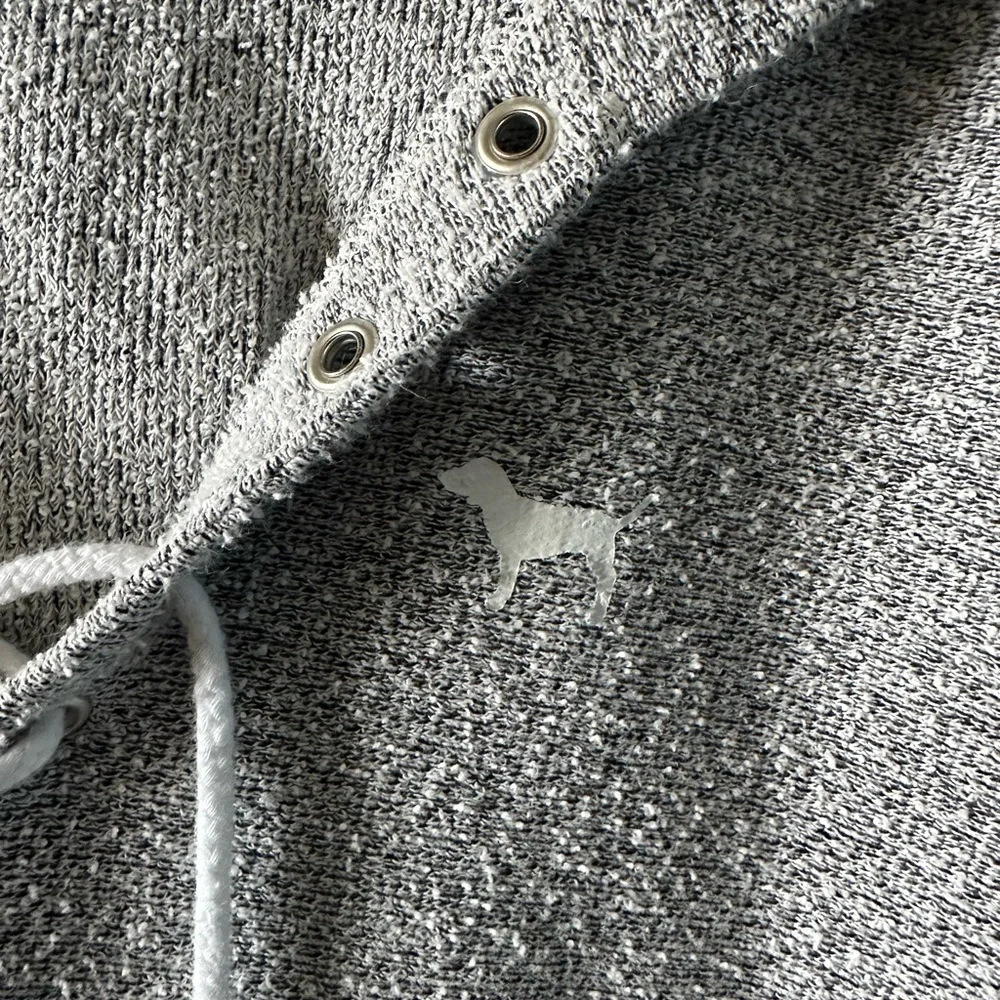 PINK Victoria’s Secret Lace-Up Hooded Sweater Pullover Gray Logo Back Size S - Picture 4 of 7